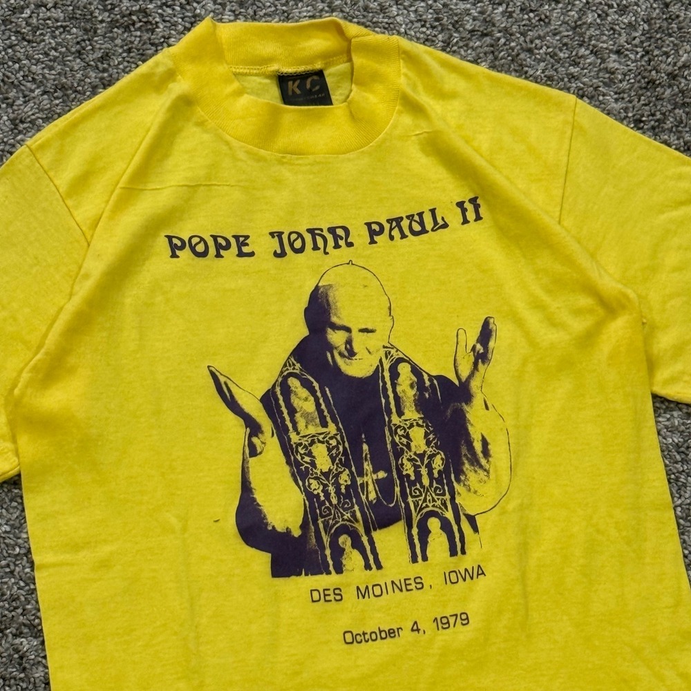 Vintage 1979 Pope John Paul II Des‎ Moines Iowa T-Shirt KC Sportswear Mens Small